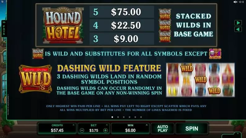 Info and Rules - Hound Hotel Microgaming Fixed Lines 