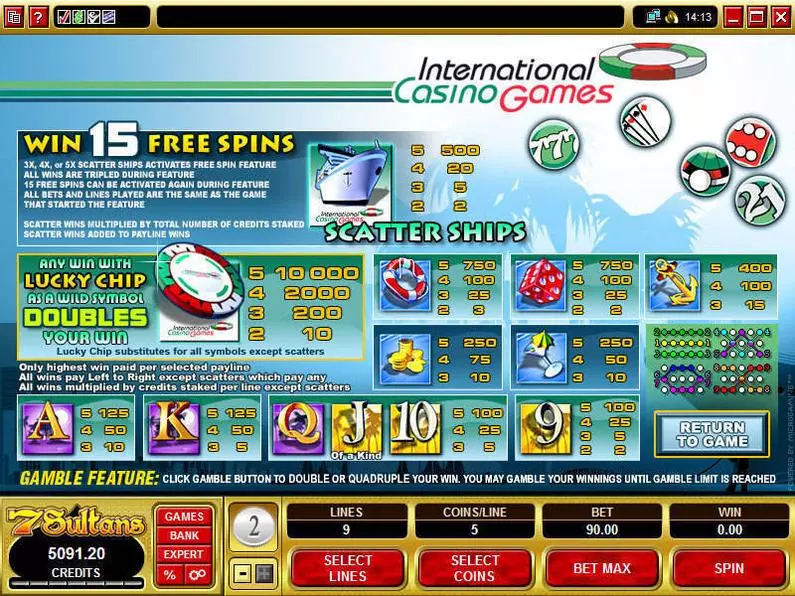 Info and Rules - International Casino Games Microgaming Video 