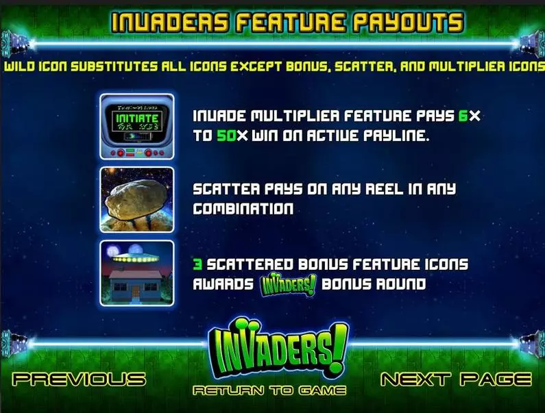 Info and Rules - Invaders BetSoft Bonus Round ToGo TM