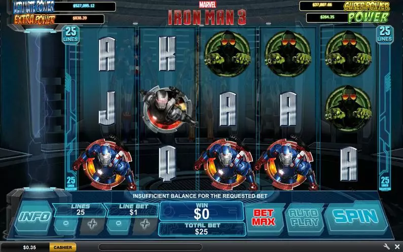 Main Screen Reels - Iron Man 3 PlayTech Bonus Round 