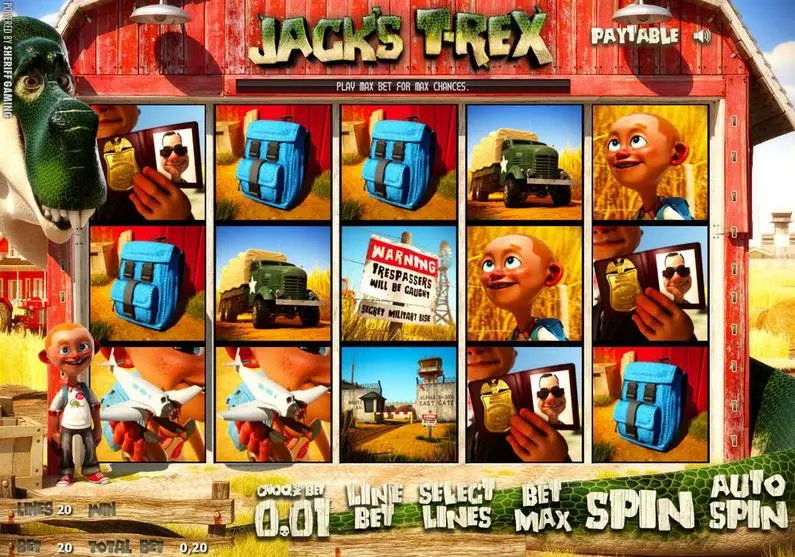 Main Screen Reels - Jack's T-Rex Sheriff Gaming 3D Slot 