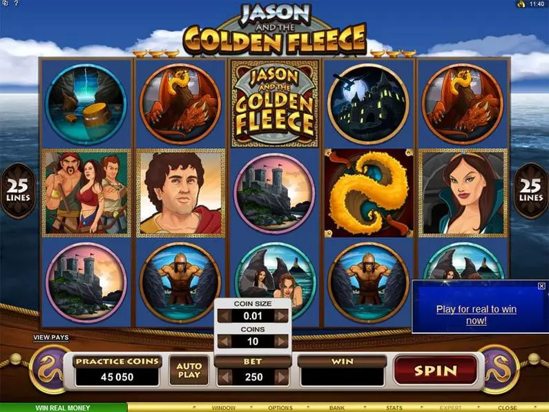 Main Screen Reels - Jason and the Golden Fleece Microgaming Coin Based 