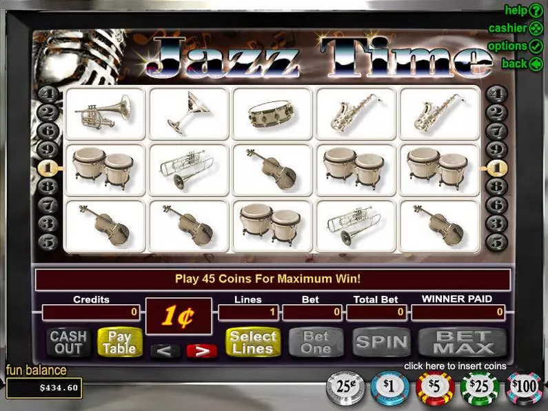 Main Screen Reels - Jazz Time RTG Coin Based 