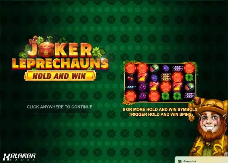 Introduction Screen - Joker Leprechauns Hold and Win Kalamba Games Hold and Win 