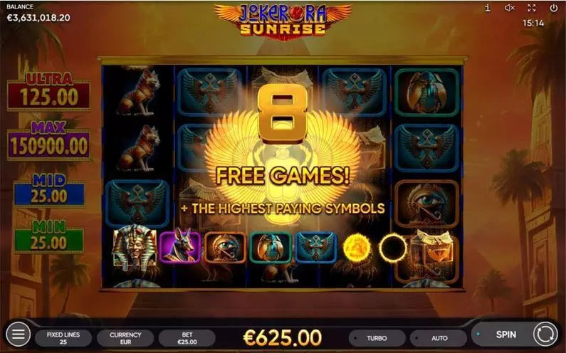 Free Spins Feature - Joker Ra - Sunrise Endorphina Fixed Lines 