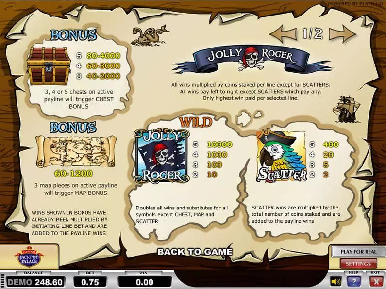 Info and Rules - Jolly Roger Play'n GO Video 