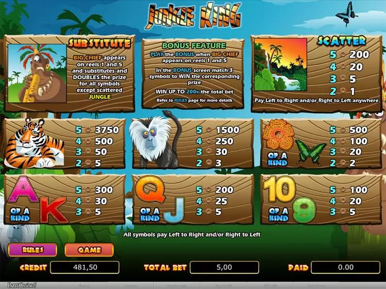 Info and Rules - Jungle King bwin.party Video 