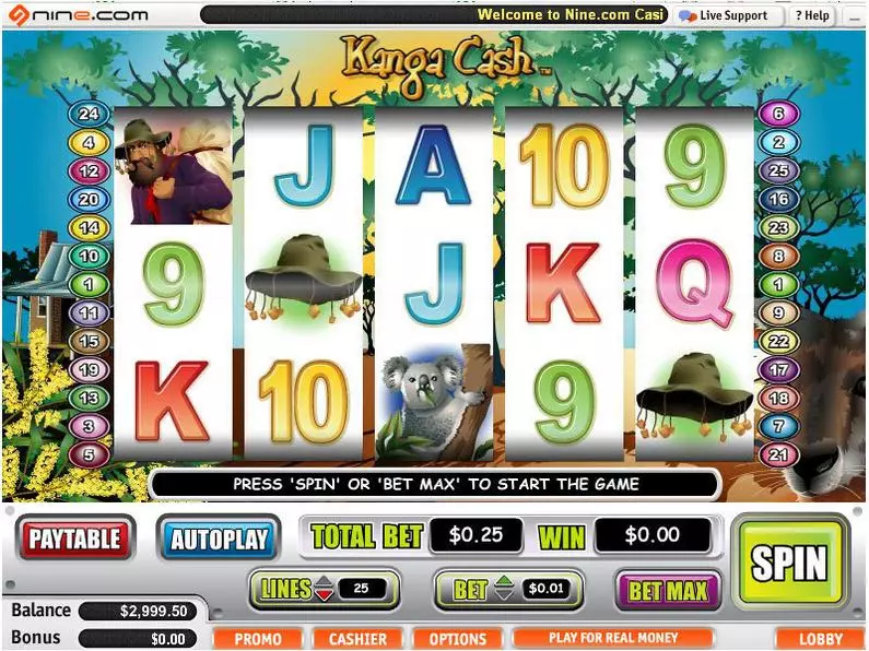 Main Screen Reels - Kanga Cash Vegas Technology Video 