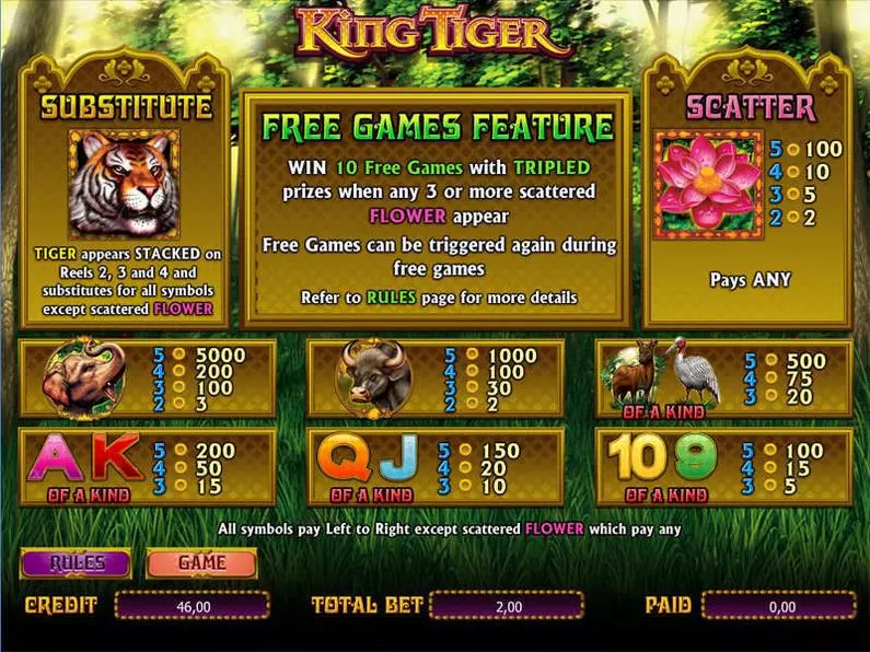 Info and Rules - King Tiger bwin.party Video 