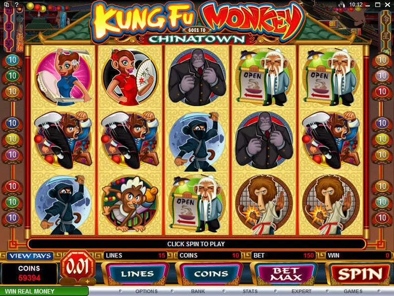 Main Screen Reels - Kung Fu Monkey Microgaming Coin Based 