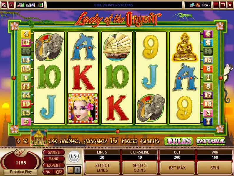 Main Screen Reels - Lady of the Orient Microgaming Video 