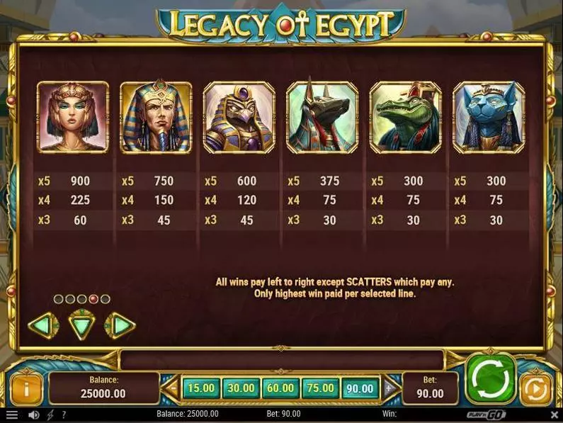 Bonus 2 - Legacy of Egypt Play'n GO Fixed Lines 