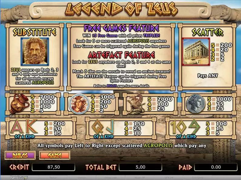 Info and Rules - Legend of Zeus bwin.party Video 