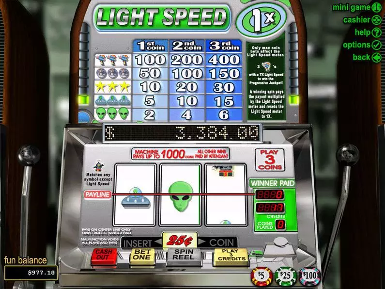 Main Screen Reels - Light Speed RTG Coin Based 