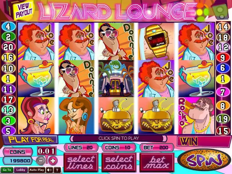 Main Screen Reels - Lizard Lounge Wizard Gaming Coin Based 