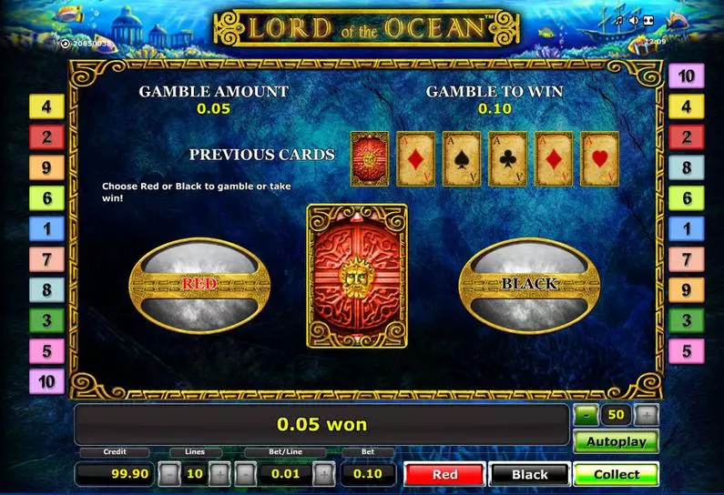 Gamble Screen - Lord of the Ocean Novomatic Bonus Round 