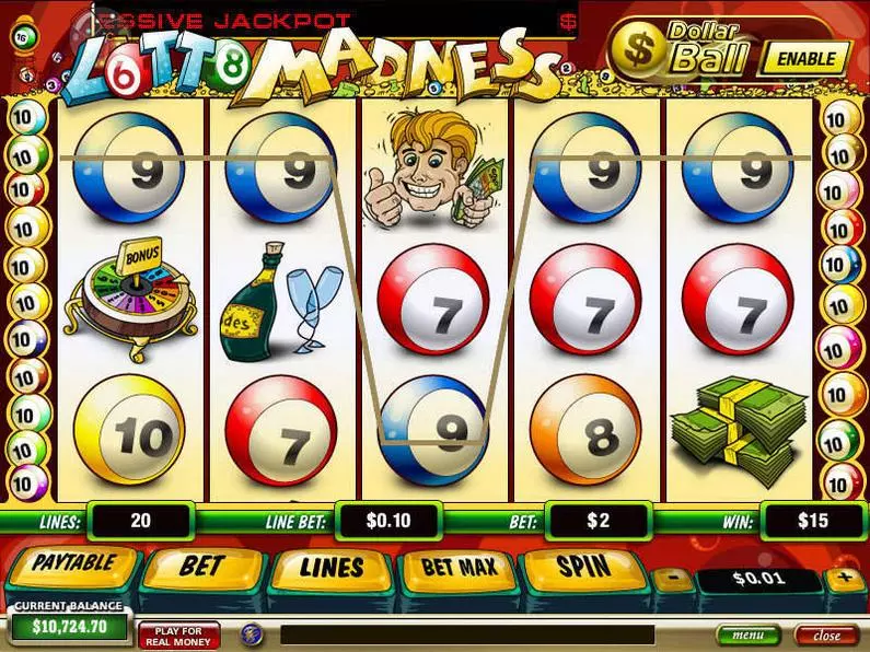 Main Screen Reels - Lotto Madness PlayTech Extra Bet 