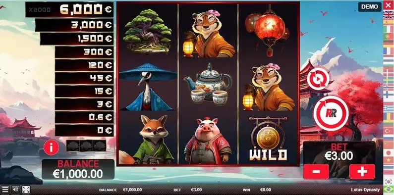 Main Screen Reels - Lotus Dynasty Red Rake Gaming  
