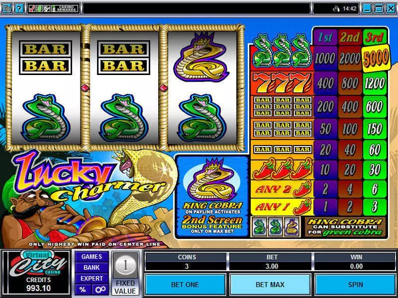 Main Screen Reels - Lucky Charmer Microgaming Classic 