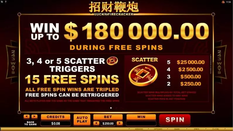 Info and Rules - Lucky Firecracker Microgaming  