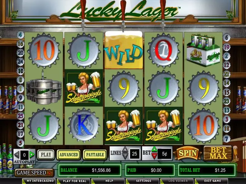 Main Screen Reels - Lucky Lager CryptoLogic Video 