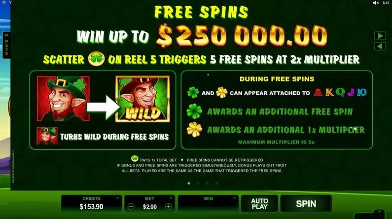 Info and Rules - Lucky Leprechaun Microgaming Fixed Lines 