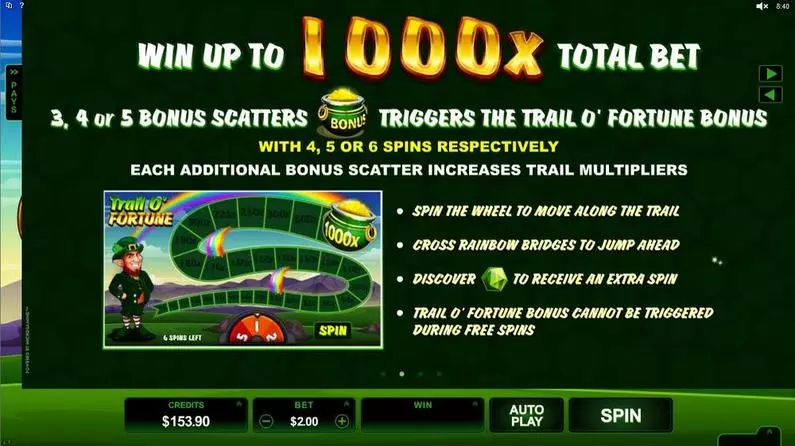 Info and Rules - Lucky Leprechaun Microgaming Fixed Lines 