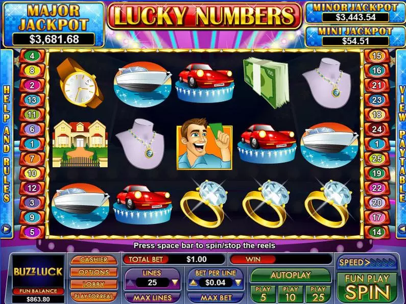 Main Screen Reels - Lucky Numbers NuWorks Bonus Round 