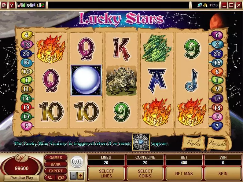 Main Screen Reels - Lucky Stars Microgaming Coin Based 