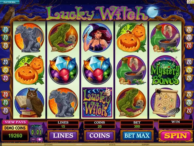 Main Screen Reels - Lucky Witch Microgaming Coin Based 