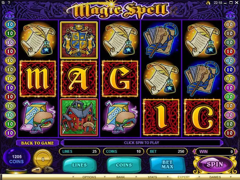 Main Screen Reels - Magic Spell Microgaming Coin Based 