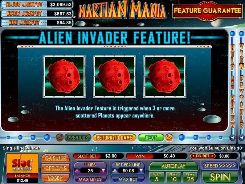 Info and Rules - Martian Mania NuWorks Bonus Round 