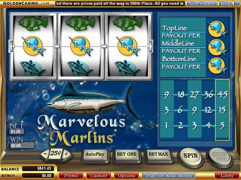 Main Screen Reels - Marvelous Marlins WGS Technology Classic Traditional
