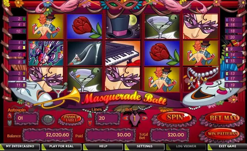 Main Screen Reels - Masquerade Ball CryptoLogic Video 