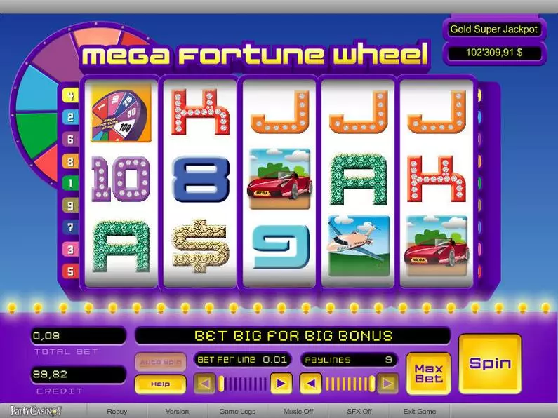 Main Screen Reels - Mega Fortune Wheel bwin.party Bonus Round 