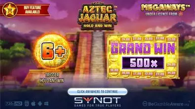 Introduction Screen - Aztec Jaguar Megaways Synot Games 6 Reel/