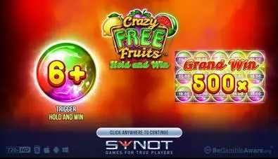 Introduction Screen - Crazy Free Fruits Synot Games 5 Reel/25 Line