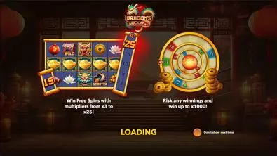 Info and Rules - Dragon's Lucky 25 Mascot Gaming 5 Reel/20 Line