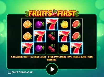 Introduction Screen - Fruits First Diamond Treasures Apparat Gaming 4 Reel/5 Line