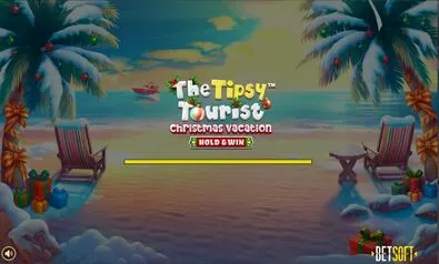 Introduction Screen - The Tipsy Tourist - Christmas Vacation BetSoft 5 Reel/20 Line
