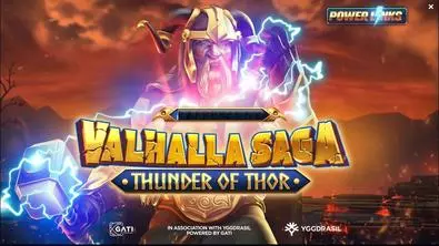 Introduction Screen - Valhalla Saga: Thunder of Thor Jelly Entertainment 5 Reel/20 Line