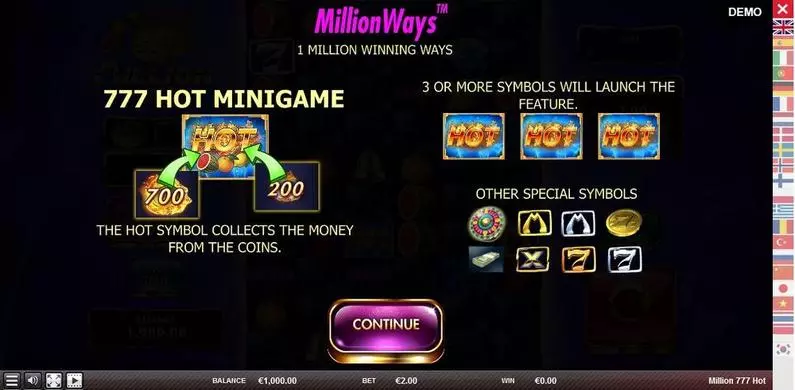 Info and Rules - Million 777 Hot Red Rake Gaming  