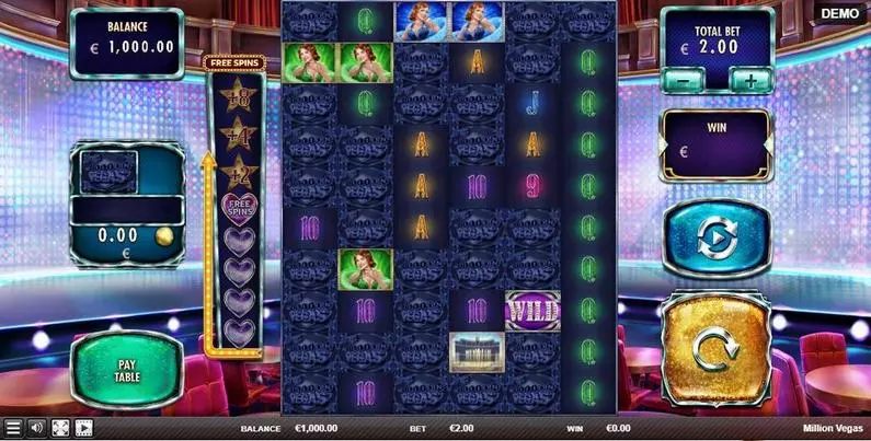 Main Screen Reels - Million Vegas Red Rake Gaming Cascading Reels 