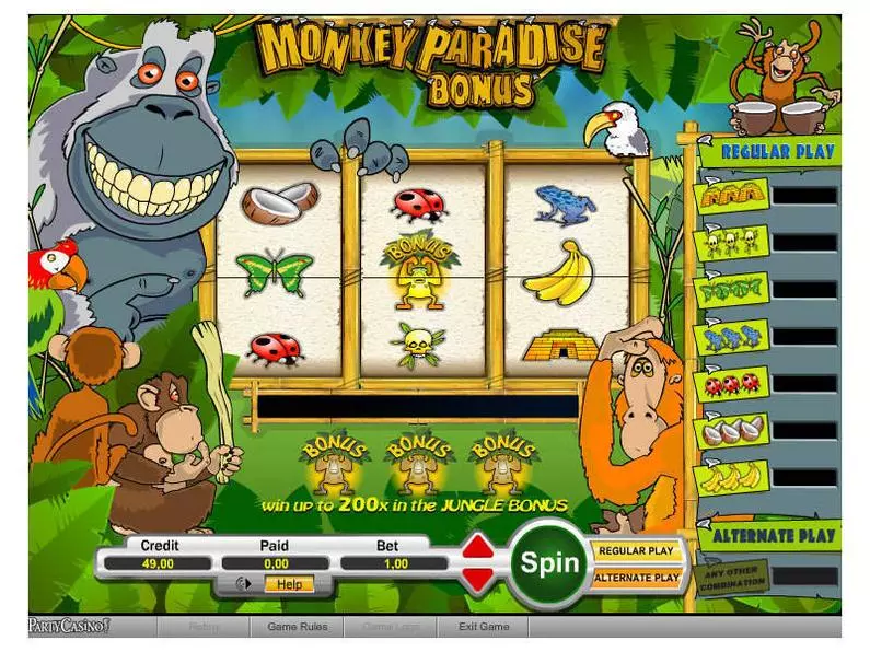 Main Screen Reels - Monkey Paradise Bonus bwin.party Bonus Round 
