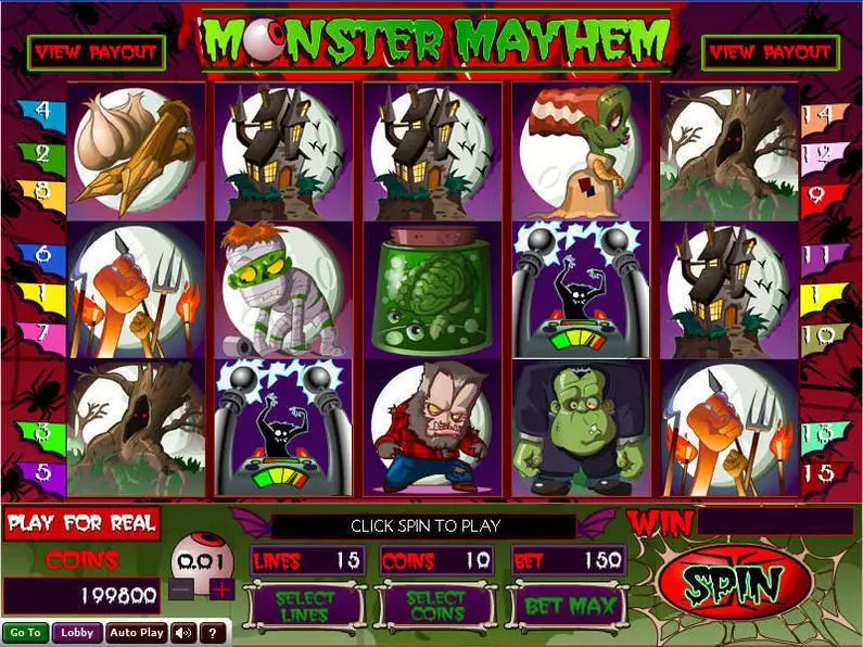Main Screen Reels - Monster Mayhem Wizard Gaming Video 
