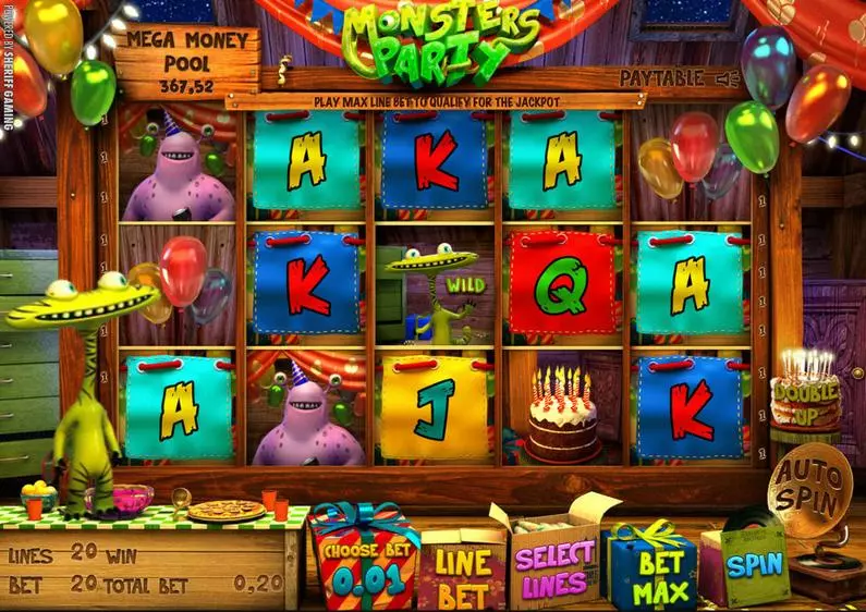 Main Screen Reels - Monsters Party Sheriff Gaming 3D Slot 