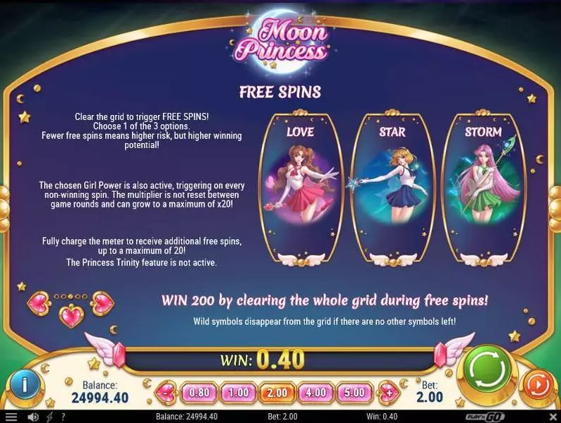 Info and Rules - Moon Princess Play'n GO  