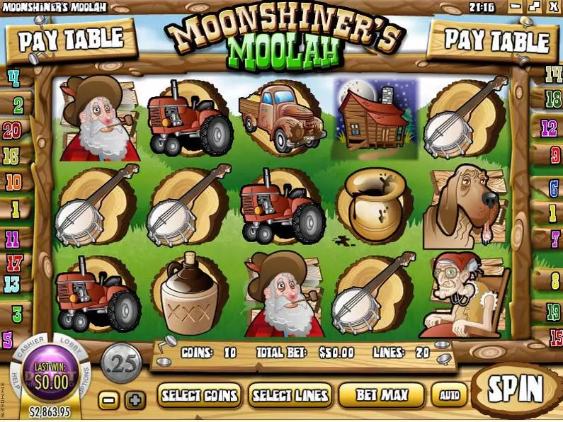 Main Screen Reels - Moonshiners Moolah Rival Bonus Round 
