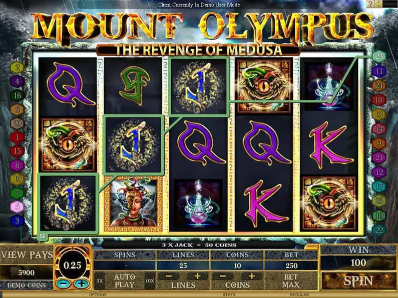 Main Screen Reels - Mount Olympus - Revenge of Medusa Genesis Bonus Round 