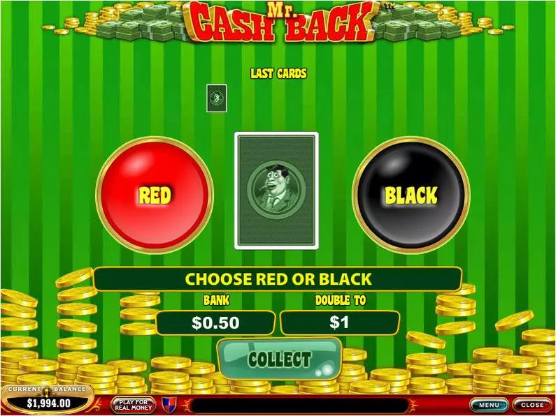 Gamble Screen - Mr. Cashback PlayTech Video 